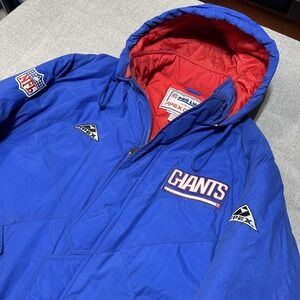 Vintage New York Giants Jacket Mens XL Blue NFL Football Apex One 90s Hooded